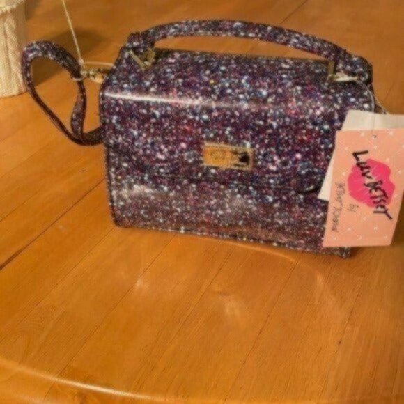 Betsey Johnson Blaney Embossed Satchel Crossbody purple - Picture 2 of 5